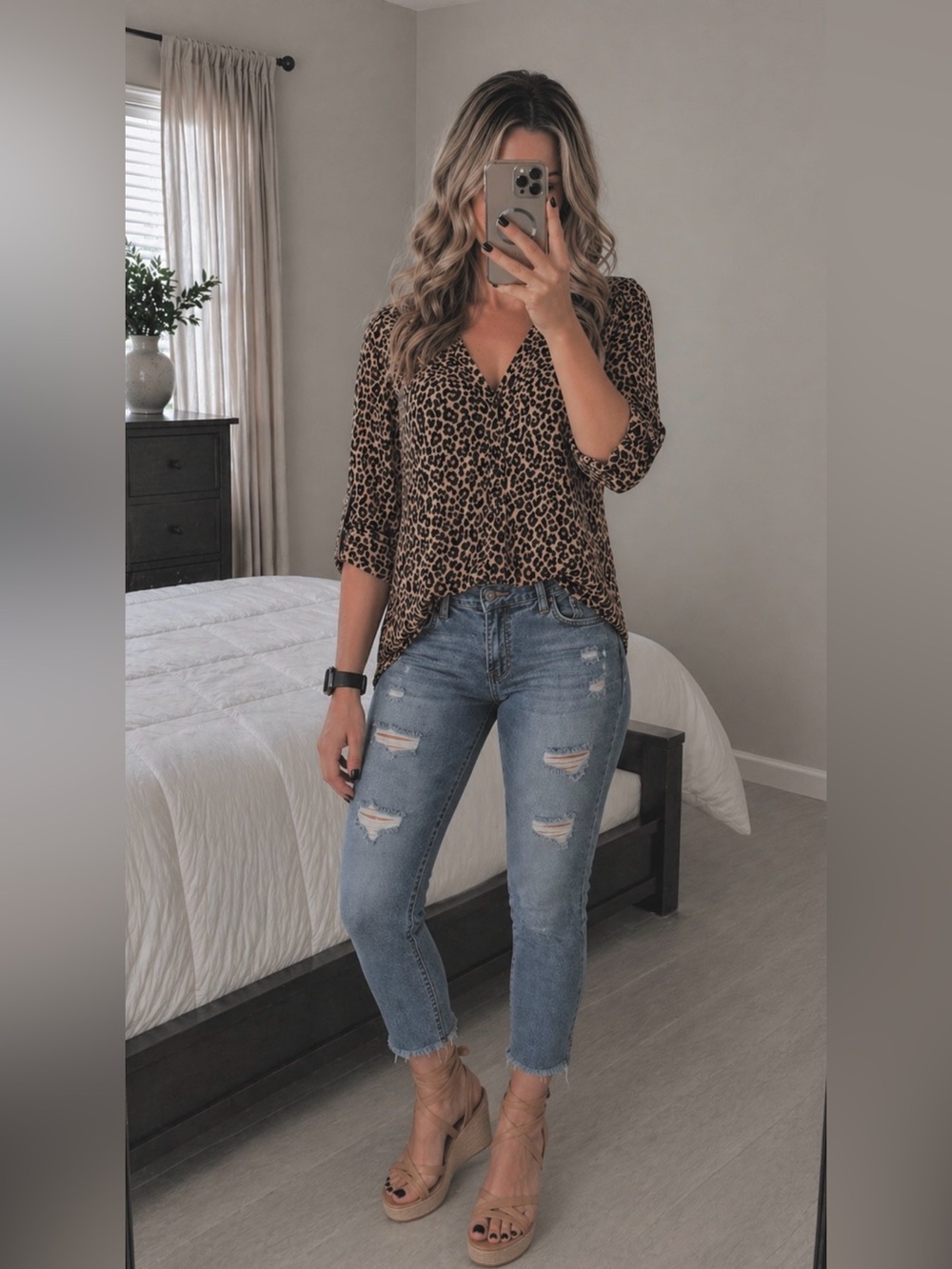 Maurices Leopard Print Blouse Size L | 3/4 Sleeve | New Without Tags